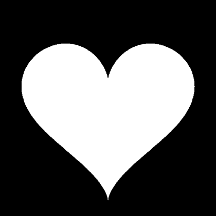Source picture: white heart on a black background