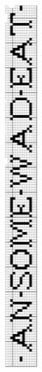 Filet crochet chart: narrow lettering band spelling 'AN SOME WAD EAT' in block capitals.