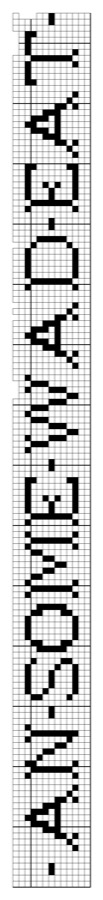 Filet crochet chart: narrow lettering band spelling 'AN SOME WAD EAT' in block capitals.