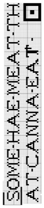Filet crochet chart: two lettering bands spelling 'SOME HAE MEAT THAT CANNA EAT' in block capitals.