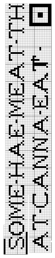 Filet crochet chart: two lettering bands spelling 'SOME HAE MEAT THAT CANNA EAT' in block capitals.
